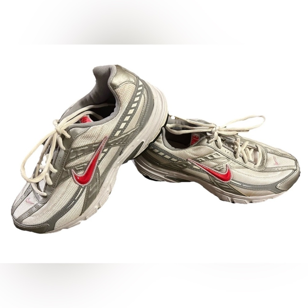 Nike Women’s initiator Running Shoes, White, Silver & Pink, Size 9, EUC